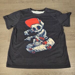 Skater Skeleton T-Shirt Youth Large Skate Graphic Rad‎ Trendy Radical Halloween